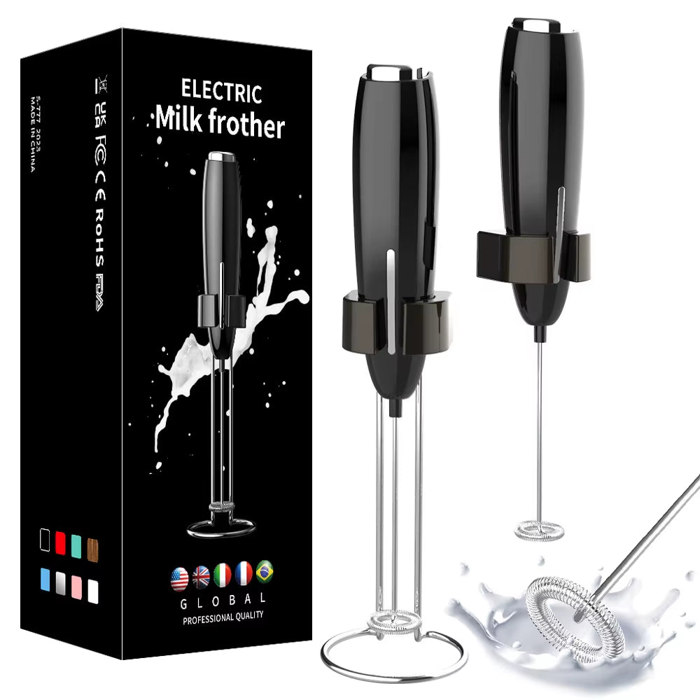 Handheld Milk Frother Kitchen Powerful Electric Foam Maker with Stand Battery Powered Foamer Blender Drink Mixer for Coffee