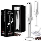 Handheld Milk Frother Kitchen Powerful Electric Foam Maker with Stand Battery Powered Foamer Blender Drink Mixer for Coffee
