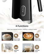 ,4 in 1 Automatic Hot and Cold Milk Frother Warmer for Latte, Foam Maker, Hot Chocolates, Cappuccino