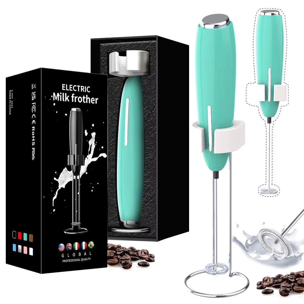 Handheld Milk Frother Kitchen Powerful Electric Foam Maker with Stand Battery Powered Foamer Blender Drink Mixer for Coffee