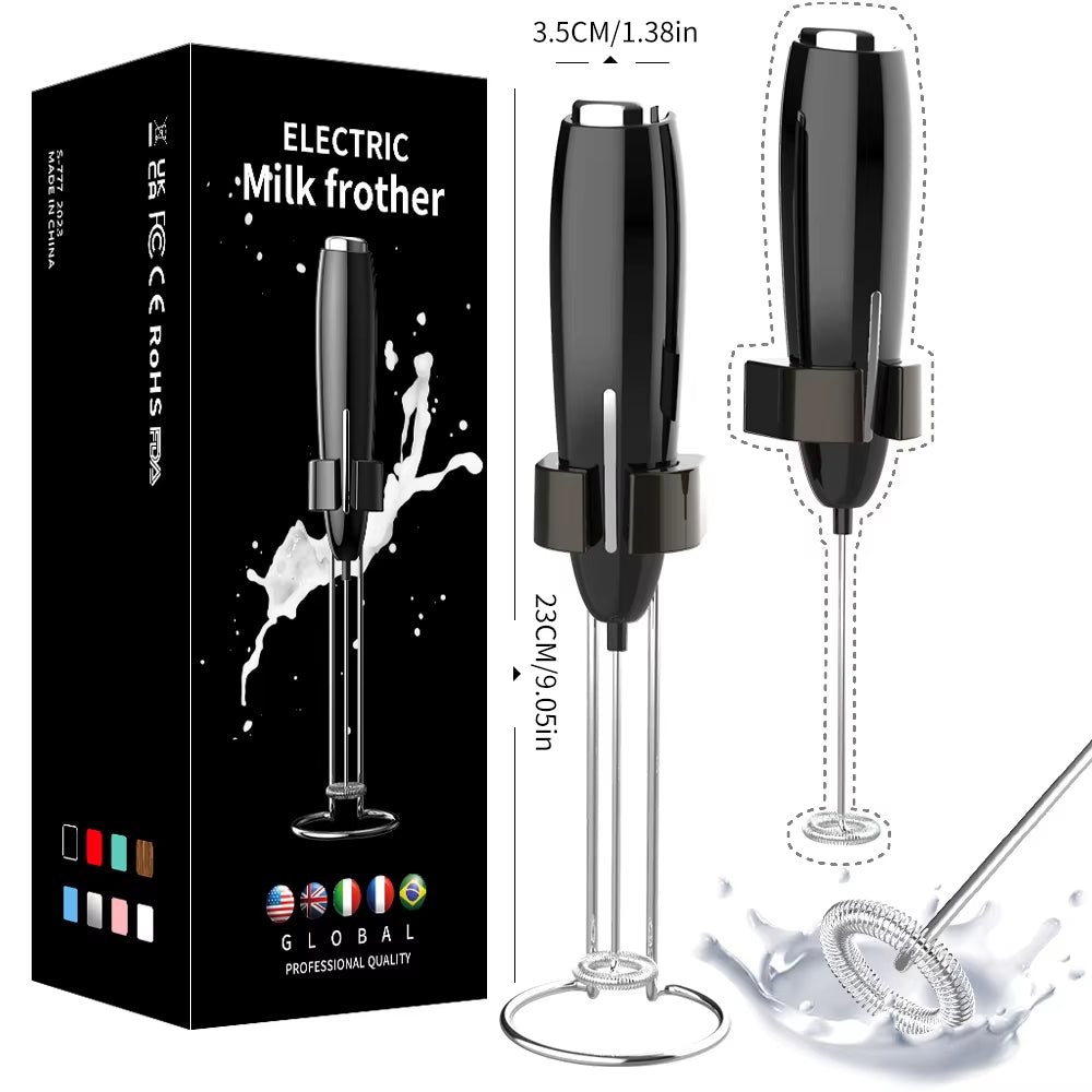 Handheld Milk Frother Kitchen Powerful Electric Foam Maker with Stand Battery Powered Foamer Blender Drink Mixer for Coffee