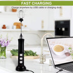 Wireless Rechargeable Electric Milk Frother - 3 Speeds, Handheld Foam Maker for Latte, Cappuccino, Hot Chocolate - USB Rechargea